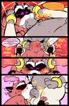  balls comic duo genitals guardians_of_the_galaxy hi_res male male/male marvel meow_(space_dandy) oral penis rocket_raccoon space_dandy text torquewintress 