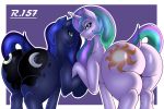  2020 3:2 big_butt butt cutie_mark duo equid equine female feral friendship_is_magic hi_res horn huge_butt looking_back mammal my_little_pony open_mouth presenting princess_celestia_(mlp) princess_luna_(mlp) renegade-157 sibling sister sisters thick_thighs unicorn 