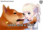  3d_(artwork) canid canine canis clothed clothing digital_media_(artwork) domestic_dog duo english_text female feral hi_res human lala mammal sisima talesrunner text young 