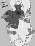  3:4 ambiguous_gender anthro areola belly belly_grab big_belly big_breasts blush breasts disembodied_hand eyes_closed female female/ambiguous female_focus front_view goodra grope group hand_on_breast hand_on_butt hand_on_face hand_on_stomach hand_on_thigh happy hi_res huge_breasts huge_thighs jyto leg_grab looking_pleasured monochrome multicolored_body nintendo nipples non-mammal_breasts nude open_mouth open_smile pigeon_toed pok&eacute;mon pok&eacute;mon_(species) slime smile solo_focus standing thick_tail thick_thighs thigh_grab two_tone_body video_games wide_hips 