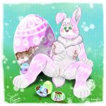  1:1 breasts candy chocolate chocolate_milk easter easter_bunny easter_egg female food fur genitals hi_res holidays lagomorph leporid mammal pink_body pink_fur pussy rabbit samuel_pejack white_body white_fur 
