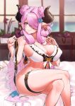  bikini bikini_top bottomless cleavage erect_nipples garter granblue_fantasy horns narumeia_(granblue_fantasy) pointy_ears scarlettear33 swimsuits 