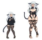  2015 alpha_channel animal_humanoid barbariank big_breasts breast_expansion breasts cat_humanoid cleavage clothed clothing covering covering_crotch felid felid_humanoid feline feline_humanoid female growth hair humanoid inner_ear_fluff legwear mammal mammal_humanoid simple_background size_transformation smile solo standing stockings surprise torn_clothing transparent_background tuft white_hair 