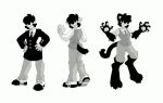  2017 animal_humanoid barefoot bottomwear cat_humanoid clothing digitigrade felid felid_humanoid feline feline_humanoid footwear hukeng human human_to_humanoid humanoid male mammal mammal_humanoid monochrome pants pawpads sequence shirt shoes simple_background solo standing tail_growth topwear transformation white_background 
