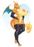  anthro anthrofied big_breasts blep breasts charizard clothing collar featureless_crotch female fire hi_res huge_breasts legwear mostly_nude nintendo pok&eacute;ball pok&eacute;mon pok&eacute;mon_(species) pok&eacute;morph ramudey solo thigh_highs tongue tongue_out video_games yuki_(evov1) 