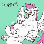  1:1 2017 abdominal_bulge after_vore arm_support balls burping claws digital_media_(artwork) dragon erection feathered_wings feathers feral forked_tongue fur furred_dragon genitals graros green_background hair half-closed_eyes hi_res horn male male_pred motion_lines multicolored_penis narrowed_eyes nylla onomatopoeia open_mouth pawpads penis pink_hair pink_penis pink_tongue reclining red_eyes ridged_penis signature simple_background solo sound_effects tail_tuft teeth text thick_tail tongue tongue_out tuft two_tone_penis vore white_balls white_body white_claws white_feathers white_fur white_horn white_pawpads white_penis white_tail white_wings wings 