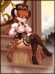  anthro big_breasts breasts cleavage clock clock_tower clothed clothing corset felid feline female half-closed_eyes hat headgear headwear high_heeled_boots lingerie looking_at_viewer mammal narrowed_eyes re-sublimity-kun solo steampunk top_hat topwear 