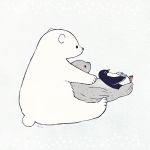  ayu_(mog) bear bird fishing from_side no_humans original penguin polar_bear seal signature sitting white_background 