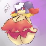  1:1 2020 artesjsc audino big_breasts breasts clothed clothing cosplay cotton digital_media_(artwork) drifblim female huge_breasts huge_thighs nintendo overweight pok&eacute;mon pok&eacute;mon_(species) solo thick_thighs video_games wide_hips yellow_body 