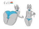  4:3 absurd_res anthro clothing collar felid feline fur fyll grey_body grey_fur hi_res leash leash_pull lgbt_pride male mammal pansexual_pride_colors panties pride_colors rumenq solo underwear 