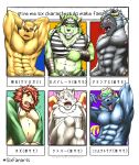  abs anthro canid canine canis clothed clothing domestic_cat felid feline felis genitals group hi_res horn hyaenid krampus_(housamo) lion male mammal muscular muscular_male nipples nyarlathotep_(housamo) oz_(tas) pantherine pecs penis penis_base presenting presenting_penis pubes run_aki sitri tokyo_afterschool_summoners topless video_games wolf wood_pirate 