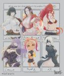  6+girls agent_8_(splatoon) armor back_cutout bangs bikini_top black_armor black_blindfold black_gloves black_hair black_hairband black_panties blindfold blue_eyes boa_hancock bracelet breasts camilla_(fire_emblem) character_name cleavage cleavage_cutout collared_shirt cowboy_shot devil_may_cry devil_may_cry_3 earrings feather-trimmed_sleeves fire_emblem fire_emblem_fates from_side gloves hair_between_eyes hair_ornament hair_over_one_eye hairband hand_on_hip highres horns jewelry juliet_sleeves kumanz lady_(devil_may_cry) large_breasts long_hair long_sleeves looking_at_viewer medium_breasts mole mole_under_mouth multiple_girls navel nier_(series) nier_automata one_piece panties pauldrons pointy_ears puffy_sleeves purple_eyes purple_hair red_hair scarf shirt short_hair short_shorts shorts signature six_fanarts_challenge skull_hair_ornament snake snake_earrings splatoon_(series) splatoon_2 splatoon_2:_octo_expansion tengen_toppa_gurren_lagann tentacle_hair thigh_strap tiara underwear white_hair white_shirt yellow_eyes yoko_littner yorha_no._2_type_b 
