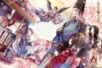  abe_no_seimei_(onmyouji) daitengu_(onmyouji) flowers group japanese_clothes long_hair onmyouji short_hair tagme_(character) uehara_(higanbachi) 