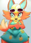  animal_crossing anthro audie_(animal_crossing) canid canine clothed clothing dress eyewear female fox fur hi_res lyn_nyl mammal nintendo orange_body orange_fur sunglasses video_games wide_hips 