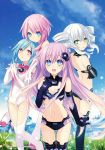  black_sister bodysuit choujigen_game_neptune choujigen_game_neptune_mk2 cleavage purple_sister thighhighs tsunako white_sister_ram white_sister_rom 