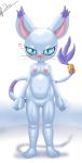  &lt;3 2020 absurd_res anthro black_nose blue_eyes blush breasts dark-moltres digimon digimon_(species) ear_tuft eyelashes felid feline female gatomon genitals hi_res looking_at_viewer mammal markings navel nipples purple_markings pussy ring signature small_breasts solo standing tail_markings tail_ring tail_tuft tuft whiskers white_body 