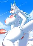  anthro anus big_breasts blush breasts butt coolryong dragon eyewear female fur genitals glasses hair hi_res looking_at_viewer nipples nude pussy smile solo 