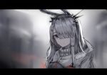  1girl animal_ears arknights blurry blurry_background bunny_ears cuy7 facial_scar frostnova_(arknights) hair_ornament hairclip nose_scar scar silver_eyes white_hair 