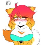  &lt;3 anthro bent_over blush breasts domestic_cat felid feline felis female flustered mammal solo stariikat 