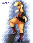  absurd_res anthro applejack_(mlp) big_breasts big_butt bottomwear breasts butt clothing equid equine female final_fantasy final_fantasy_vii footwear freckles friendship_is_magic hi_res high_heels horse mammal my_little_pony no_underwear pony renegade-157 shoes skirt solo square_enix tifa_lockhart video_games 