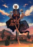  2019 ambiguous_gender animated_skeleton bone cactus cape clothed clothing cloud conditional_dnp desert digital_media_(artwork) group horn humanoid skeleton sky trunchbull undead walking 