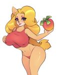  absurd_res activision anthro athletic big_breasts blonde_hair blush breasts crash_bandicoot_(series) erect_nipples female hair hi_res huge_breasts humanoid_face navel nipples solo tawna_bandicoot tongue tongue_out video_games wumpa_fruit yasuokakitsune 