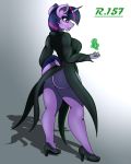  4:5 absurd_res anthro big_breasts big_butt breasts butt clothing dress equid female footwear friendship_is_magic hi_res high_heels horn looking_away mammal my_little_pony no_underwear one-punch_man one_(manga) renegade-157 shoes solo tail_aside tatsumaki twilight_sparkle_(mlp) unicorn 