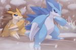  alolan_sandslash blue_eyes breath bruised claws duo hi_res hibari kajinchu nintendo open_mouth outside pok&eacute;mon pok&eacute;mon_(species) regional_form_(pok&eacute;mon) sabari sandslash snow video_games 