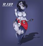  absurd_res anthro big_breasts black_hair bone breasts cleavage clothed clothing cutie_mark ear_piercing ear_ring equid equine female grey_eyes hair hi_res horse mammal my_little_pony nipple_outline piercing pony renegade-157 shadow skull solo wide_hips 