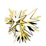  bird bird_focus black_eyes commentary creature electricity english_commentary flying full_body gen_1_pokemon no_humans pokemon pokemon_(creature) rumwik signature simple_background solo white_background yellow_theme zapdos 