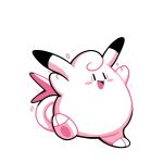  :d clefable commentary creature english_commentary full_body gen_1_pokemon no_humans open_mouth pokemon pokemon_(creature) rumwik signature simple_background smile solo standing standing_on_one_leg white_background 