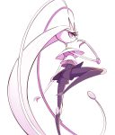  artsy-rc from_side gen_7_pokemon highres looking_at_viewer looking_to_the_side no_humans parted_lips pheromosa pokemon pokemon_(creature) signature simple_background solo standing standing_on_one_leg ultra_beast white_background 