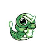  caterpie commentary creature english_commentary full_body gen_1_pokemon green_theme lowres no_humans pokemon pokemon_(creature) rumwik signature simple_background solo white_background 