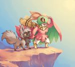  2015 ambiguous_gender anthro avian biped black_body black_fur brown_eyes canid canine claws cliff cute_fangs detailed_background duo feathers feral fur green_body green_feathers grey_body grey_fur hawlucha hi_res iveechan leg_markings mammal markings multicolored_body multicolored_fur nintendo open_mouth orange_body orange_feathers outside pok&eacute;mon pok&eacute;mon_(species) poochyena quadruped red_body red_feathers scarf signature socks_(marking) standing talons two_tone_body two_tone_fur video_games white_body white_feathers wings yellow_sclera 
