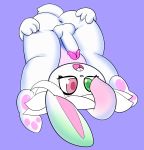  anthro anus balls butt cinnabun_(character) erection genitals hair hi_res humanoid_genitalia humanoid_penis lagomorph leporid male mammal mark_m nude open_mouth penis rabbit solo teeth tongue upside_down 