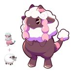  :3 artsy-rc commentary english_commentary flaaffy fusion gen_2_pokemon gen_8_pokemon highres no_humans plus_sign pokemon pokemon_(creature) signature simple_background solo standing white_background wooloo 