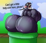  anthro big_breasts big_butt black_body blush breasts butt butt_focus chain_chomp chompy_(turismoturbo) cracks curvy_figure english_text eyelashes female hi_res huge_breasts huge_butt human humanoid mammal mario_bros nintendo nude open_mouth sharp_teeth solo stuck teeth text thick_thighs tongue turismoturbo video_games voluptuous warp_pipe 
