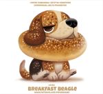  ambiguous_gender beagle brown_eyes canid canine canis cryptid-creations domestic_dog english_text feral food food_creature humor hunting_dog mammal pawpads pun scent_hound sesame_seeds simple_background solo text url visual_pun white_background 