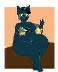  anthro aunt_molly_(nitw) big_breasts bikini breasts clothing curvy_figure domestic_cat felid feline felis female hi_res huge_breasts kingretrokirby mammal night_in_the_woods pasties police_cap police_officer red_eyes sitting slightly_chubby smile solo swimwear thick_thighs underwear video_games voluptuous whiskers wide_hips yellow_sclera 