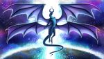  4_wings ambiguous_gender anthro bat_wings blue_body blue_scales dragon horn membrane_(anatomy) membranous_wings multi_wing planet_earth scales solo wings ziggie13 