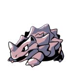  claws commentary creature english_commentary fangs full_body gen_1_pokemon no_humans pokemon pokemon_(creature) rhyhorn rumwik signature simple_background solo white_background 