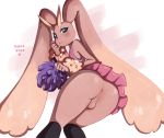  1boy anus_peek ass back blue_eyes blush lopunny original otoko_no_ko pacha_(pachastuff) pachastuff pink_clothes pokemon pom_poms 