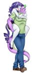  anthro blush bottomwear carrying clothed clothing dragon duo equid eyes_closed female footwear friendship_is_magic fully_clothed high_heels horn male mammal my_little_pony open_mouth pia-sama piggyback rarity_(mlp) shoes simple_background skirt spike_(mlp) unicorn worried 