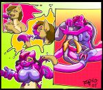  2009 anthro anthro_to_inanimate breasts brown_hair candy duo felid female food genitals goo_transformation hair inanimate_transformation lion lollipop mammal nipples open_mouth pantherine pink_body pink_hair pussy rip_k sequence sex_doll smile solo_focus transformation 