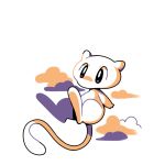  cloud cloudy_sky commentary creature english_commentary floating full_body gen_1_pokemon mew monochrome no_humans pokemon pokemon_(creature) rumwik signature simple_background sky solo white_background 