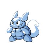  black_eyes blue_theme commentary creature english_commentary fang full_body gen_1_pokemon monochrome no_humans pokemon pokemon_(creature) pokemon_(game) pokemon_rgby pokemon_rgby_(style) rumwik shell signature simple_background solo standing wartortle white_background 