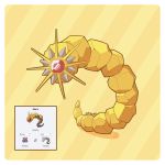  artsy-rc border character_name fusion gen_1_pokemon highres looking_at_viewer no_humans onix pokemon pokemon_(creature) signature starmie striped striped_background white_border yellow_theme 