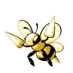  beedrill commentary creature english_commentary flying full_body gen_1_pokemon monochrome motion_lines no_humans pokemon pokemon_(creature) pokemon_(game) pokemon_rgby pokemon_rgby_(style) rumwik signature simple_background solo white_background yellow_theme 