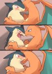  2020 ambiguous_gender azuma_minatsu bite blush charizard comic doujinshi dragon duo feral hand_holding intimate japanese_text kissing neck_bite nintendo pok&eacute;mon pok&eacute;mon_(species) simple_background text translation_request typhlosion video_games 