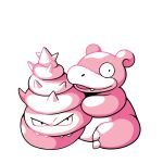  claws commentary creature english_commentary full_body gen_1_pokemon looking_at_viewer monochrome mouth_hold no_humans pink_theme pokemon pokemon_(creature) pokemon_rgby_(style) rumwik signature simple_background sitting slowbro white_background 